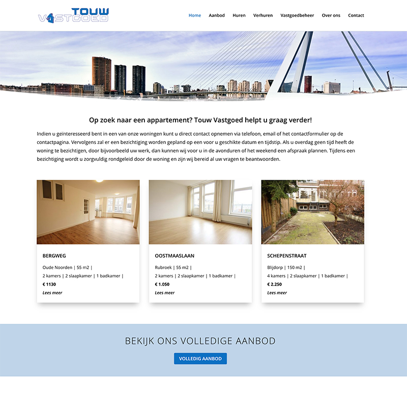 Vernieuwd ontwerp Touw Vastgoed Rotterdam
