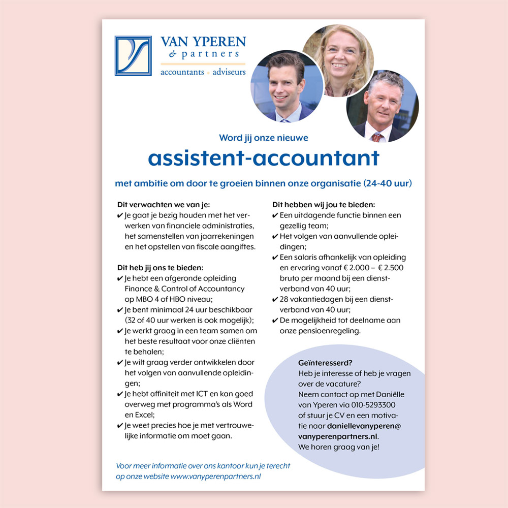 Personeelsadvertentie Accountantskantoor