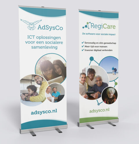 Rollbanners in stijl van huisstijl - D-design | Grafische vormgeving ...