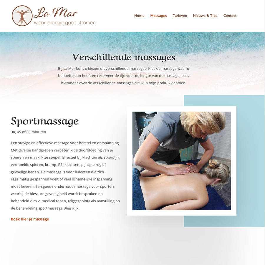 Nieuw website ontwerp voor Massage Lamar